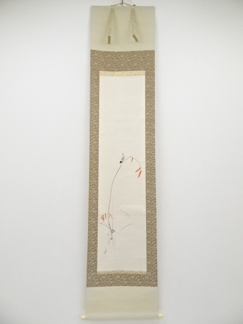 JAPANESE HANGING SCROLL / HAND PAINTED / PLANTS 